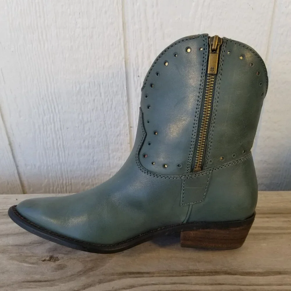 Lucky Brand Ltd Ed Chantel X Womens Dark Teal Leather Bootie 7.5 M